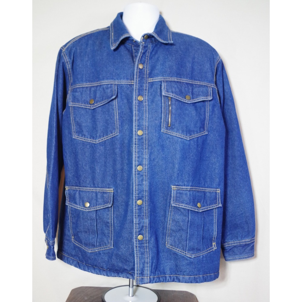 Haband Tailgater Men's 32L Medium Blue Denim Sherpa Lined Chore Jacket Coat